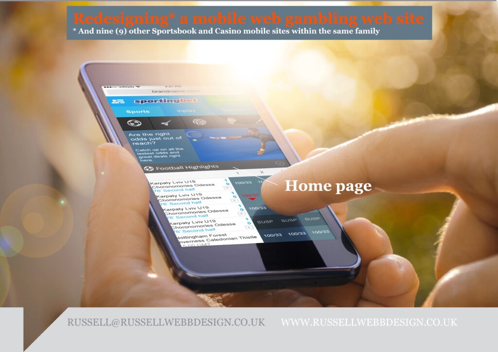 Home page - Welcome to the brand's ambassador, a perfect balance of data and visual punch. As a gateway this design has to be the poster boy for the brand. Balancing user data and creative expression plays its part. While football generates 75% of revenue, should it dominate the design?