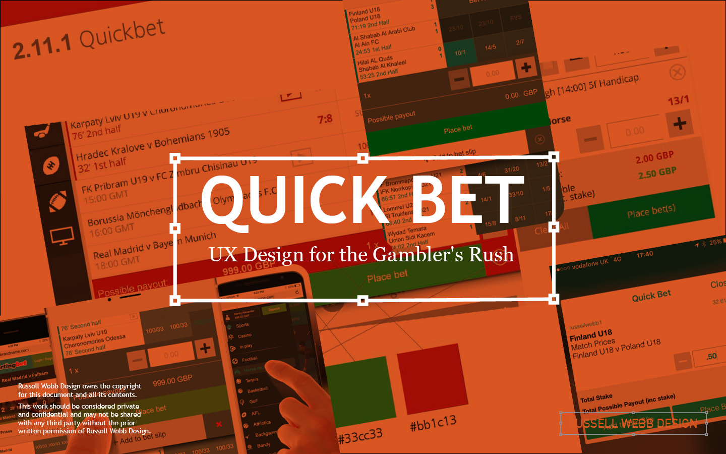Quick Bet is essential for quickly placing bets on mobile devices. Strong UX handles price changes, suspensions and signal drops without delays. This includes gracefully handling errors, red cards, penalties, and goals that can suspend in-play markets... all lead to bet cancellations. Learn how prototyping and a hands-on design approach can solve user problems.