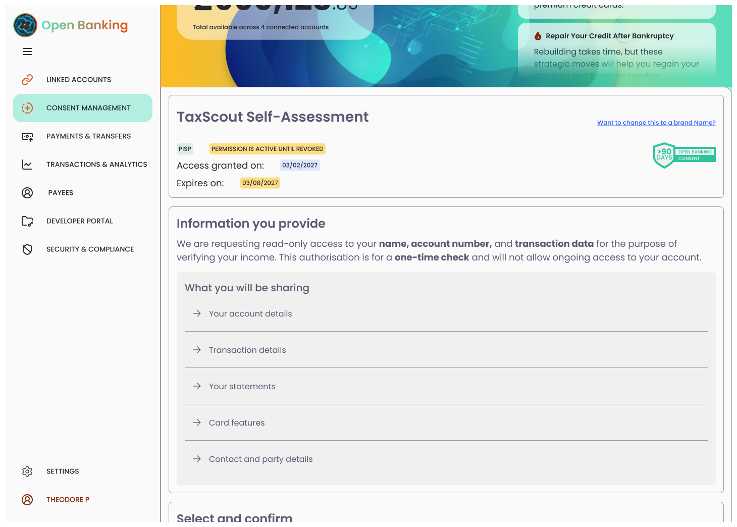 The hero section proudly displays the Aggregated Intelligence (Net Balance) justifying the user's effort in linking multiple accounts.